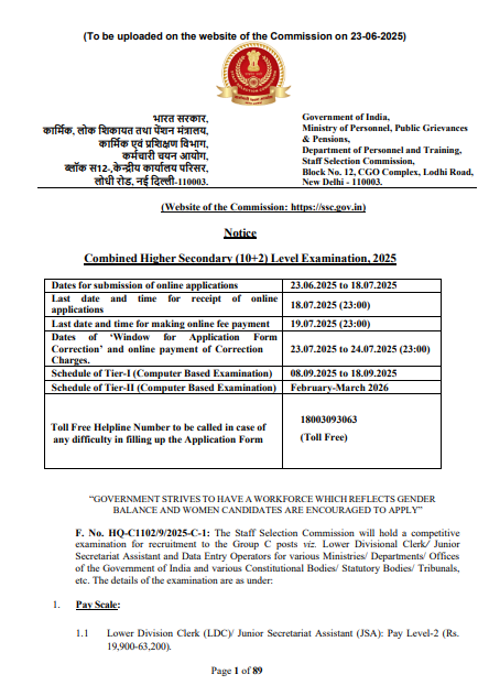 SSC CHSL Recruitment 2025
