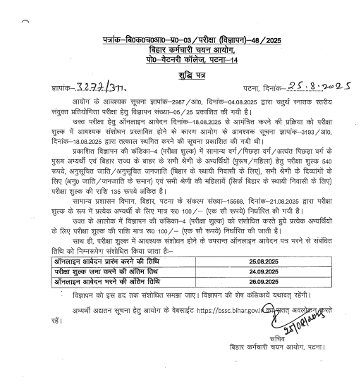 BSSC CGL Recruitment 2025